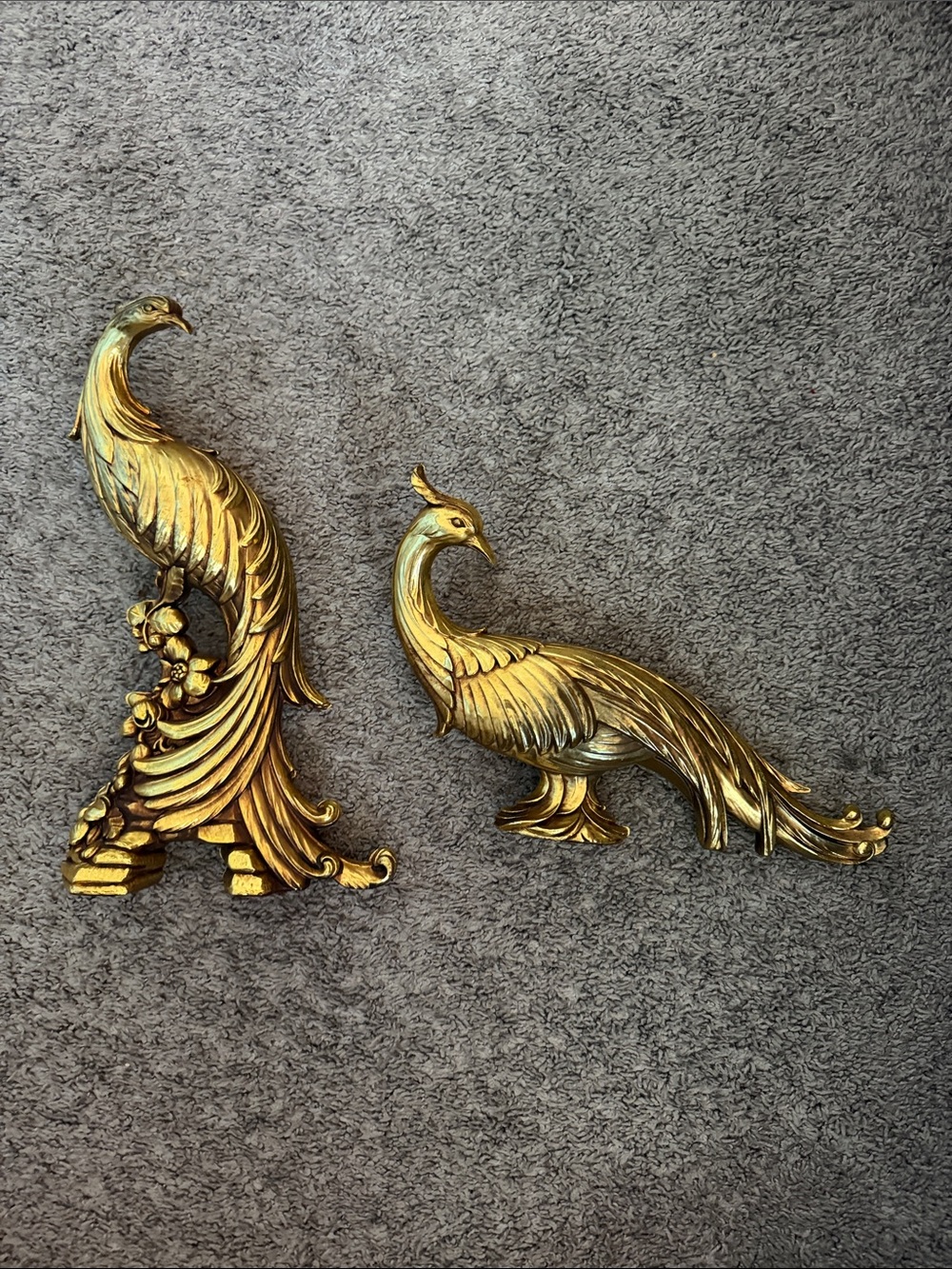 Vintage Syroco Gold Peacock Set - Elegant Pair for Living Room